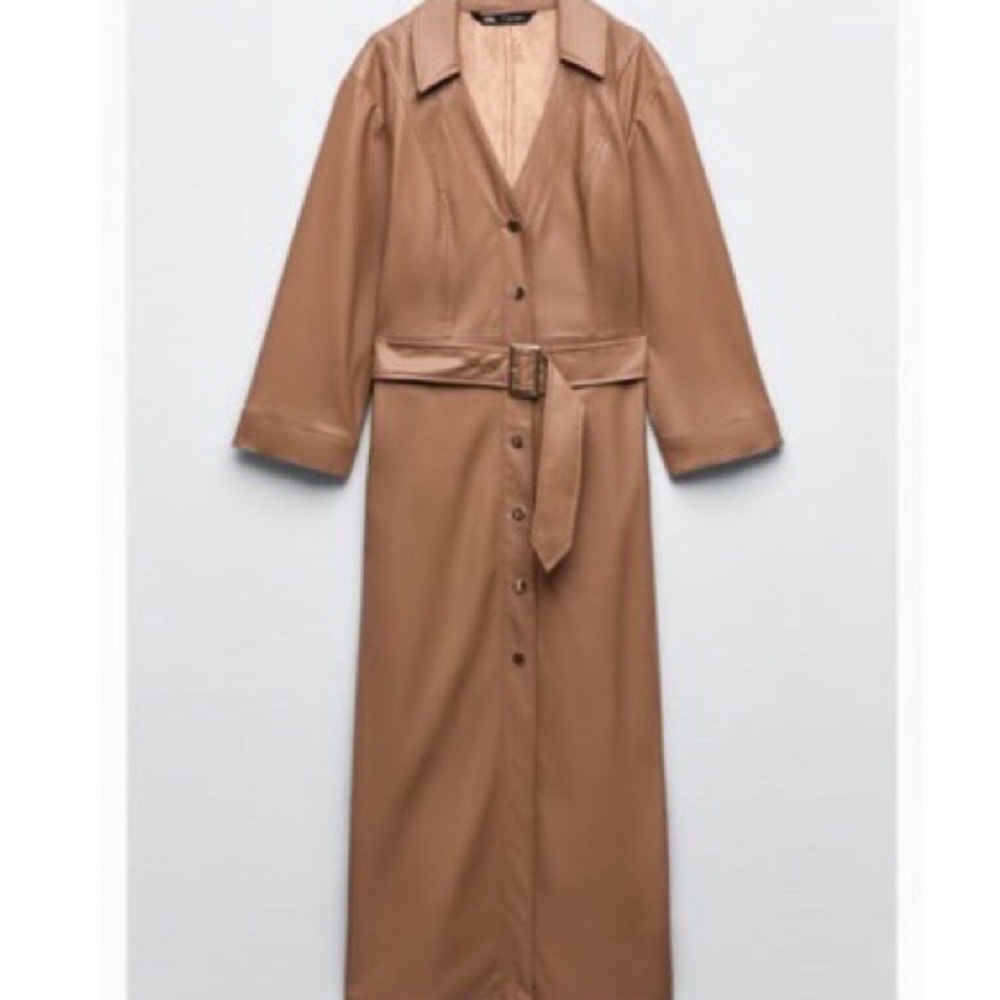 Zara faux leather midi dress